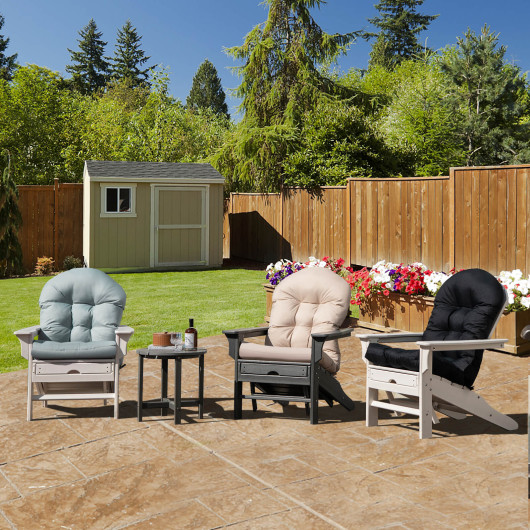 Patio Adirondack Chair Cushion with Fixing Straps and Seat Pad-Black - Image 3