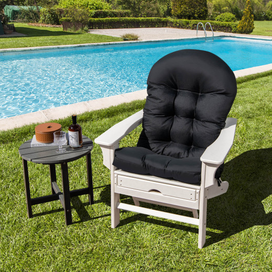 Patio Adirondack Chair Cushion with Fixing Straps and Seat Pad-Black - Image 5