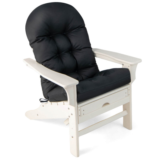 Patio Adirondack Chair Cushion with Fixing Straps and Seat Pad-Black - Image 6