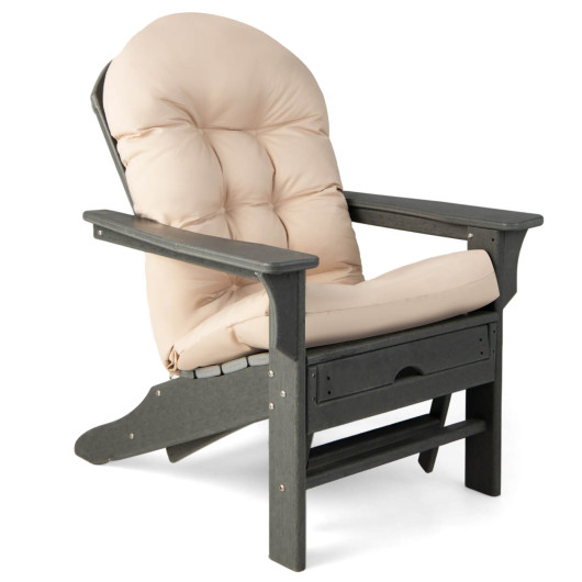 Patio Adirondack Chair Cushion with Fixing Straps and Seat Pad-Beige - Image 3