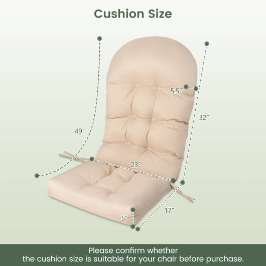 Patio Adirondack Chair Cushion with Fixing Straps and Seat Pad-Beige - Image 4