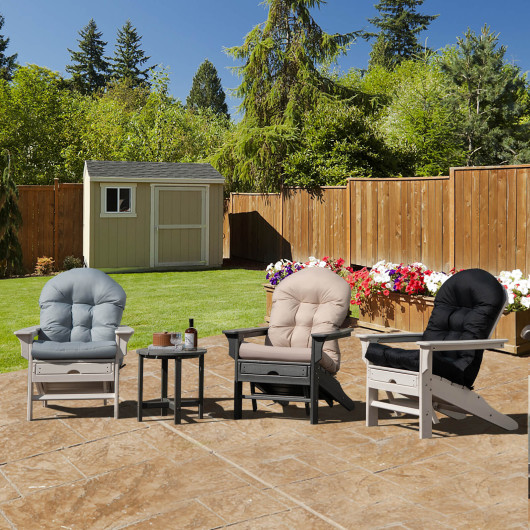Patio Adirondack Chair Cushion with Fixing Straps and Seat Pad-Beige - Image 5