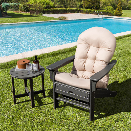 Patio Adirondack Chair Cushion with Fixing Straps and Seat Pad-Beige - Image 6