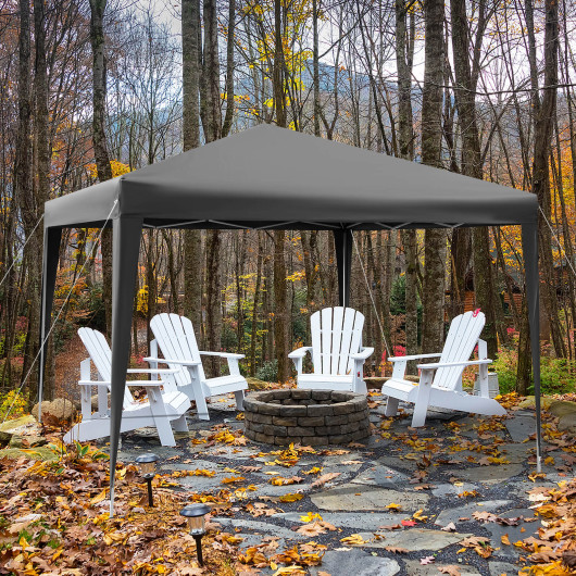 10 x 10 Feet Outdoor Pop-up Patio Canopy for Beach and Camp-Gray - Image 2