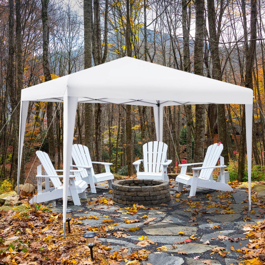 10 x 10 Feet Outdoor Pop-up Patio Canopy for Beach and Camp-White - Image 6