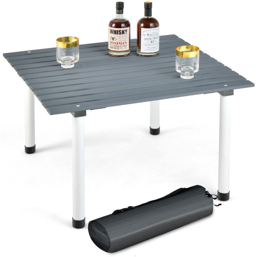Folding Outdoor Camping Table with Carrying Bag for Picnics and Party-Gray - Image 2