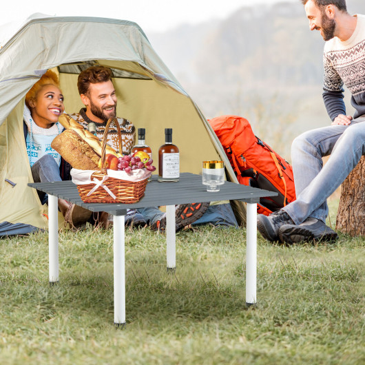 Folding Outdoor Camping Table with Carrying Bag for Picnics and Party-Gray - Image 4