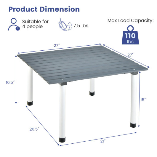Folding Outdoor Camping Table with Carrying Bag for Picnics and Party-Gray - Image 5