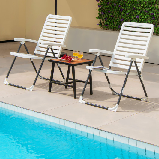 2 Pieces PP Folding Patio Chaise Lounger with 7-Level Backrest - Image 4