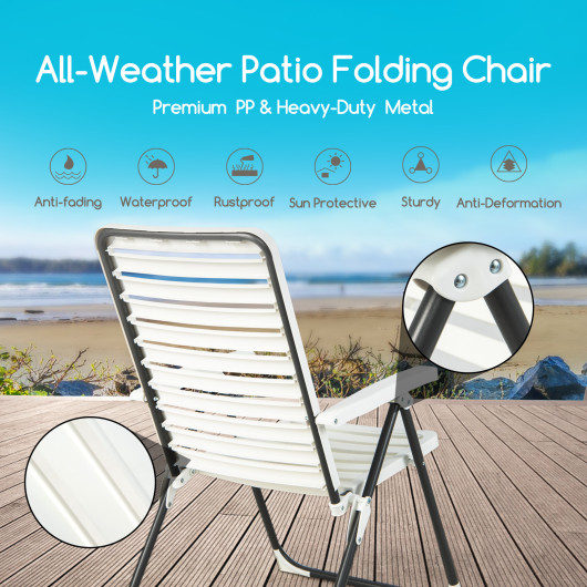 2 Pieces PP Folding Patio Chaise Lounger with 7-Level Backrest - Image 6