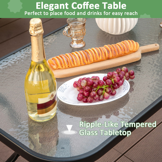Outdoor Loveseat Chair Set with Tempered Glass Coffee Table - Image 6
