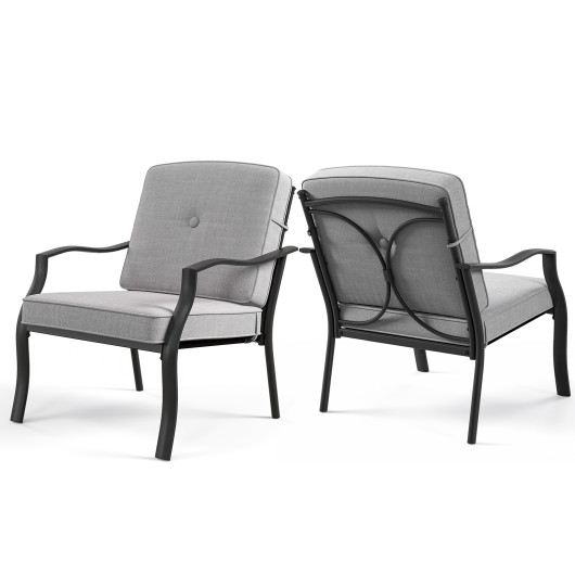 2 Piece Patio Metal Chairs with Seat and Back Cushions - Image 4