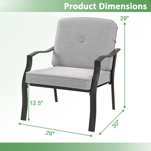 2 Piece Patio Metal Chairs with Seat and Back Cushions - Image 2