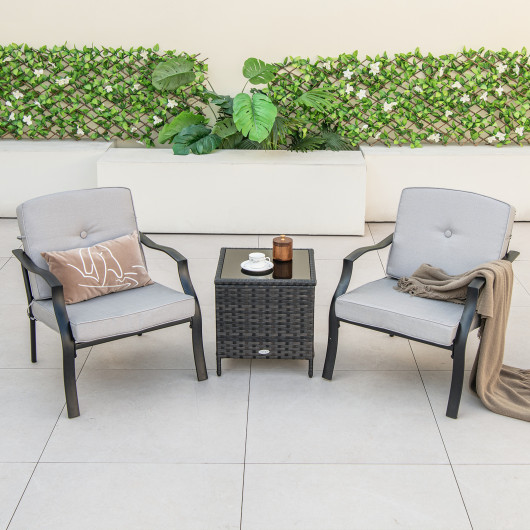 2 Piece Patio Metal Chairs with Seat and Back Cushions - Image 5