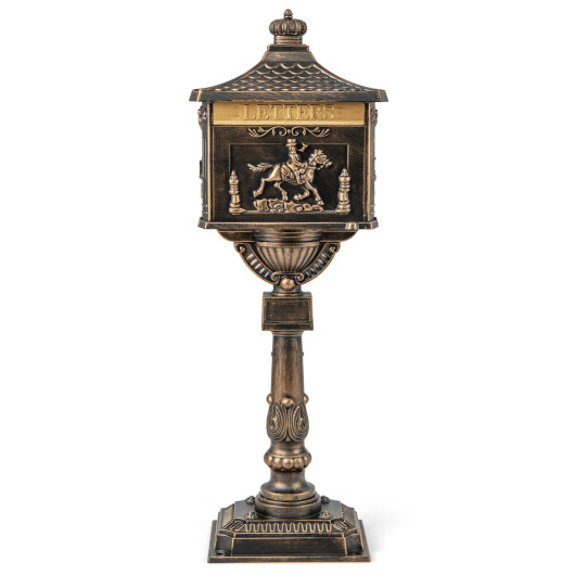Retro Cast Aluminum Mailbox Security Postal Letter Box with Baffle Door-Bronze - Image 6