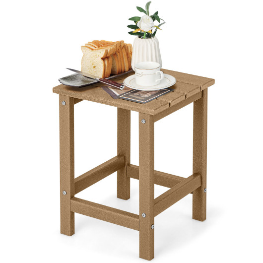 14 Inch Square Weather-Resistant Adirondack Side Table-Brown - Image 4