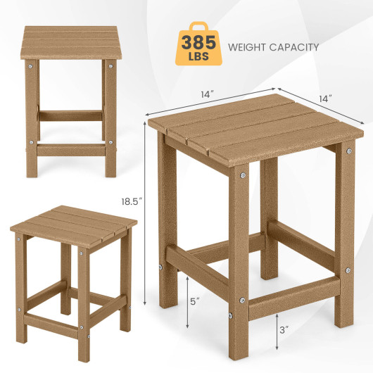 14 Inch Square Weather-Resistant Adirondack Side Table-Brown - Image 2