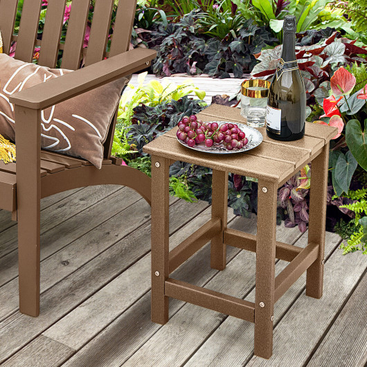 14 Inch Square Weather-Resistant Adirondack Side Table-Brown - Image 6