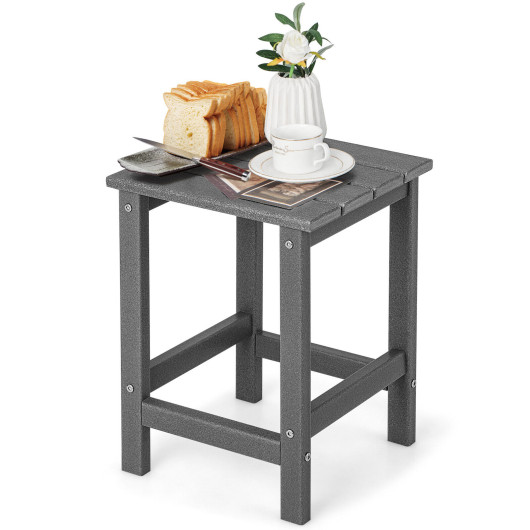 14 Inch Square Weather-Resistant Adirondack Side Table-Gray - Image 4