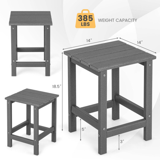 14 Inch Square Weather-Resistant Adirondack Side Table-Gray - Image 2