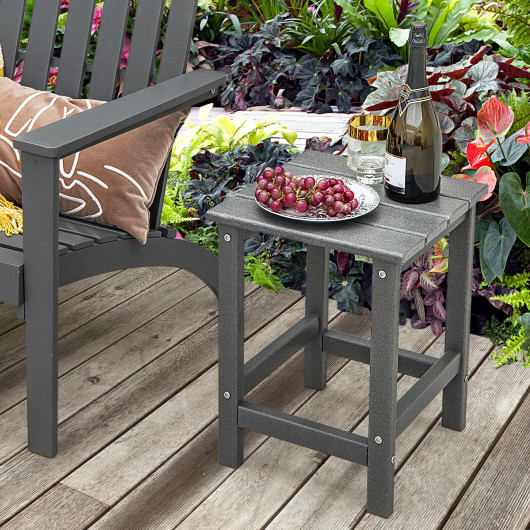 14 Inch Square Weather-Resistant Adirondack Side Table-Gray - Image 5
