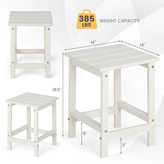 14 Inch Square Weather-Resistant Adirondack Side Table-White - Image 2