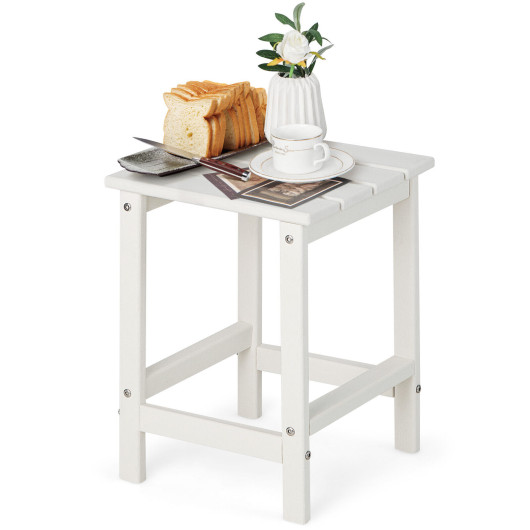 14 Inch Square Weather-Resistant Adirondack Side Table-White - Image 3