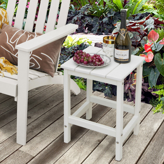 14 Inch Square Weather-Resistant Adirondack Side Table-White - Image 6