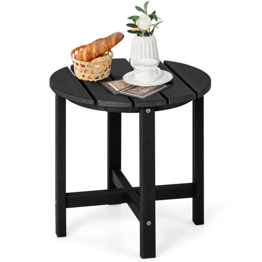 18 Inch Round Weather-Resistant Adirondack Side Table-Black - Image 4