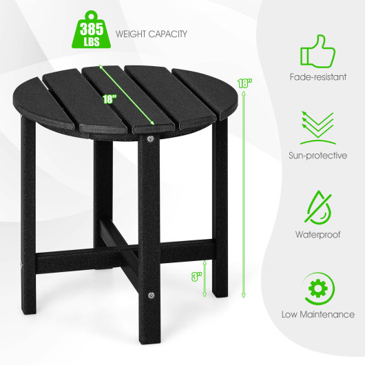 18 Inch Round Weather-Resistant Adirondack Side Table-Black - Image 5