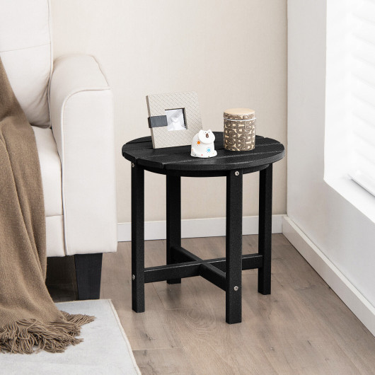 18 Inch Round Weather-Resistant Adirondack Side Table-Black - Image 2