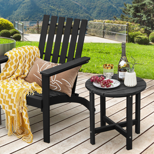 18 Inch Round Weather-Resistant Adirondack Side Table-Black - Image 3