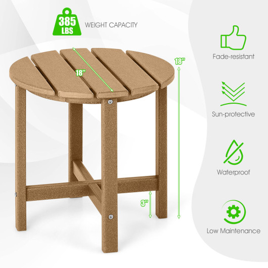 18 Inch Round Weather-Resistant Adirondack Side Table-Brown - Image 2
