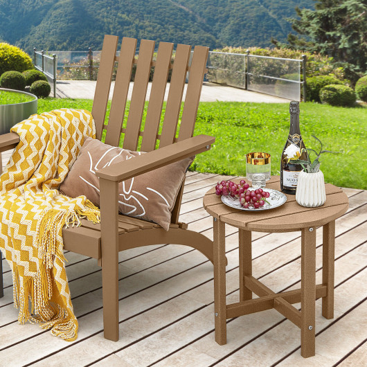 18 Inch Round Weather-Resistant Adirondack Side Table-Brown - Image 6