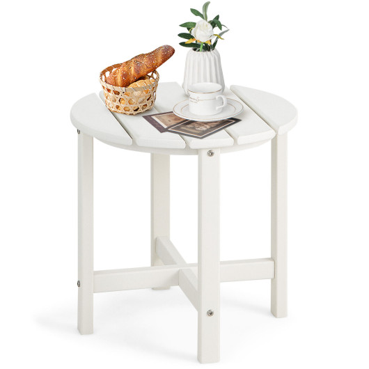 18 Inch Round Weather-Resistant Adirondack Side Table-White - Image 4