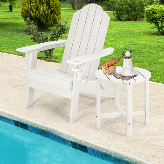 18 Inch Round Weather-Resistant Adirondack Side Table-White - Image 2