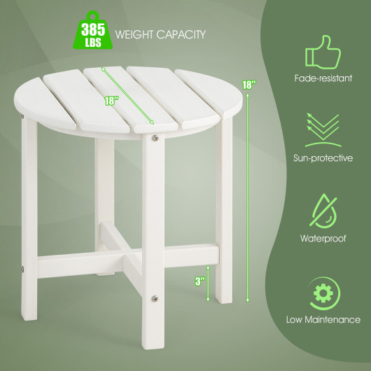 18 Inch Round Weather-Resistant Adirondack Side Table-White - Image 3