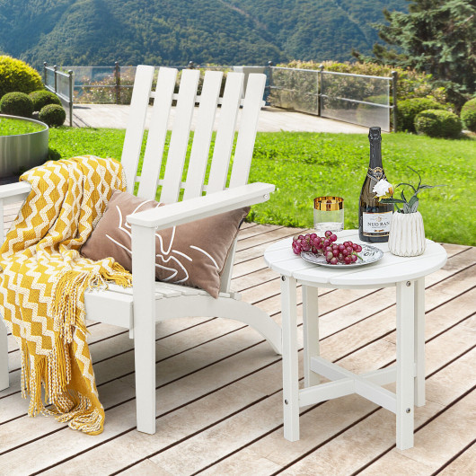 18 Inch Round Weather-Resistant Adirondack Side Table-White - Image 5