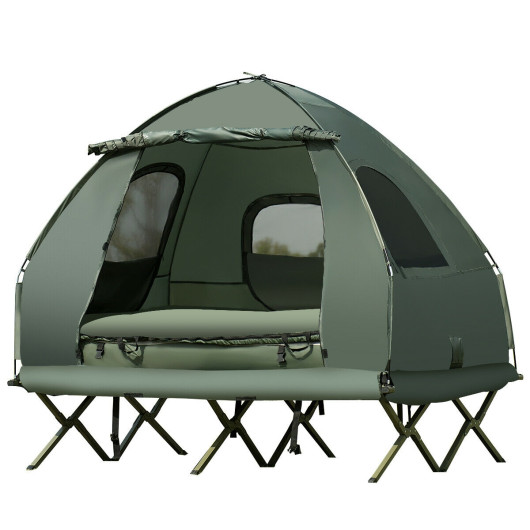 2-Person Foldable Outdoor Camping Tent Cot with Air Mattress and Sleeping Bag - Image 2