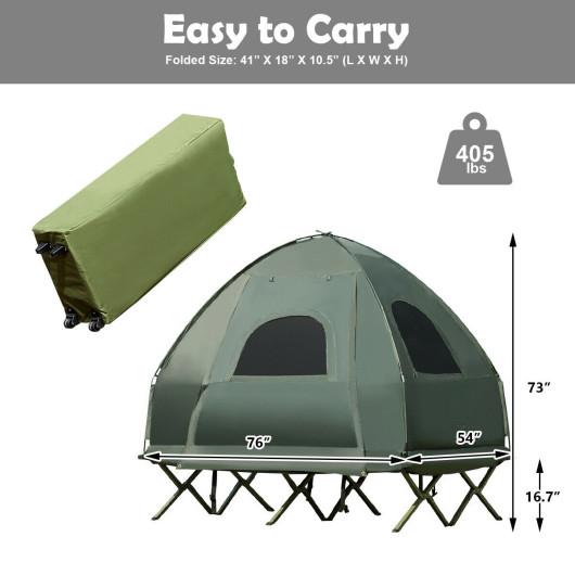 2-Person Foldable Outdoor Camping Tent Cot with Air Mattress and Sleeping Bag - Image 3