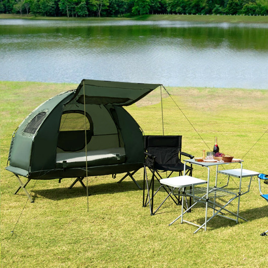 2-Person Foldable Outdoor Camping Tent Cot with Air Mattress and Sleeping Bag - Image 4