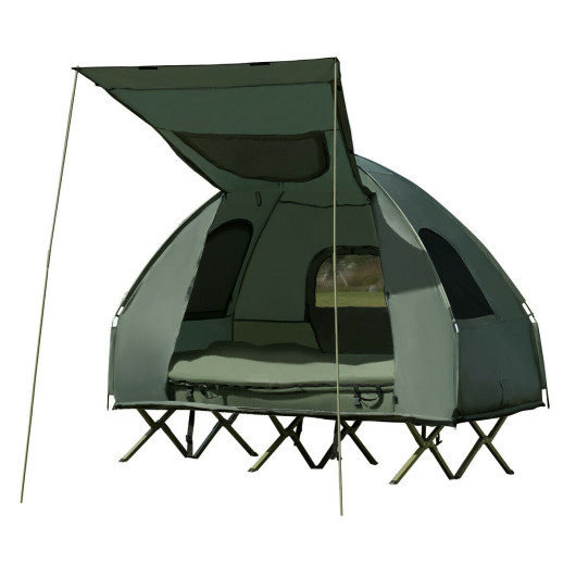 2-Person Foldable Outdoor Camping Tent Cot with Air Mattress and Sleeping Bag - Image 6