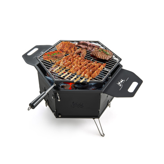 Portable Charcoal Grill Stove Rotatable with Foldable Body and Legs with Handles - Image 3