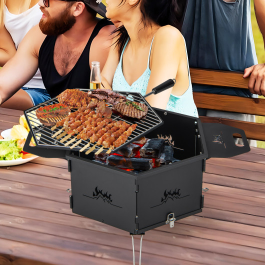 Portable Charcoal Grill Stove Rotatable with Foldable Body and Legs with Handles - Image 5