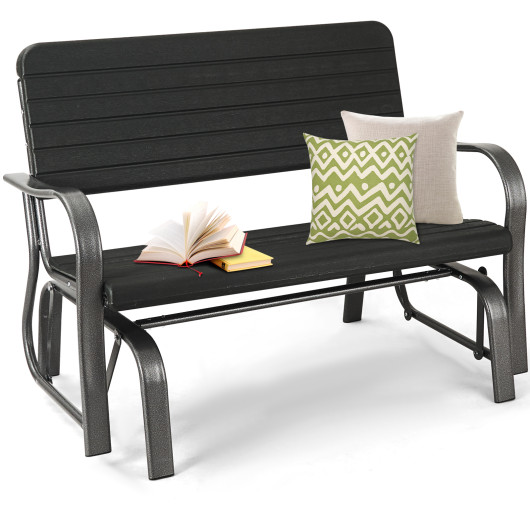 Outdoor Patio Steel Swing Bench Loveseat - Image 3