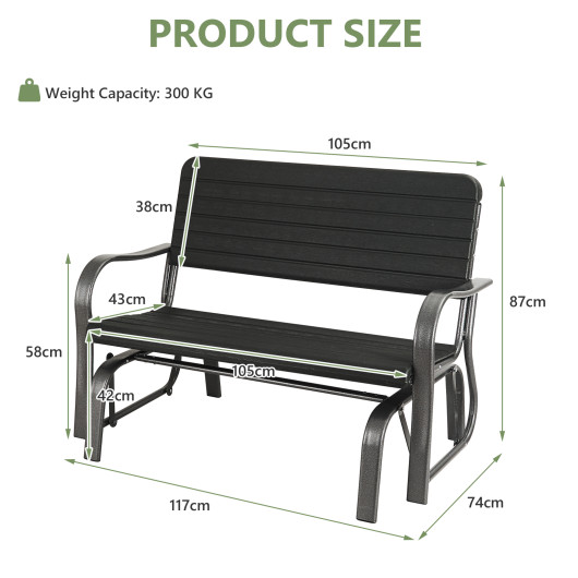 Outdoor Patio Steel Swing Bench Loveseat - Image 4