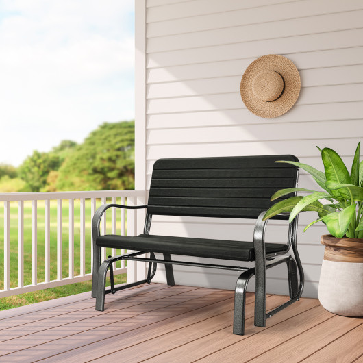 Outdoor Patio Steel Swing Bench Loveseat - Image 5
