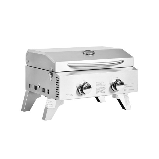 2 Burner Portable Stainless Steel BBQ Table Top Grill for Outdoors - Image 4