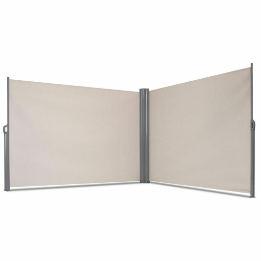 237 x 71 Inch Patio Retractable Double Folding Side Awning Screen Divider - Image 4
