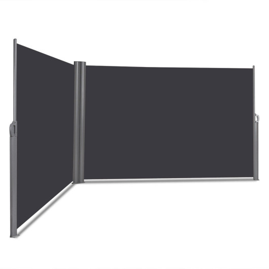 237 x 63 Inch Patio Retractable Double Folding Side Awning Screen Divider - Image 3